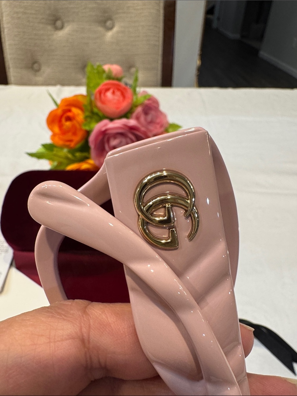 Authentic Gucci Light Pink GG Logo Chunky Frame Sunglasses - Picture 7 of 13
